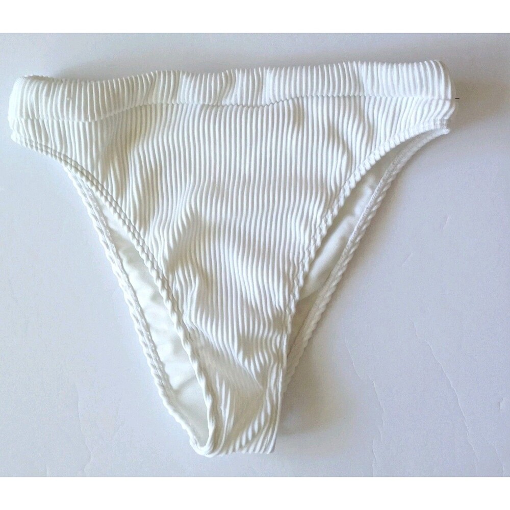 Hollister White Ribbed Bikini Bottom